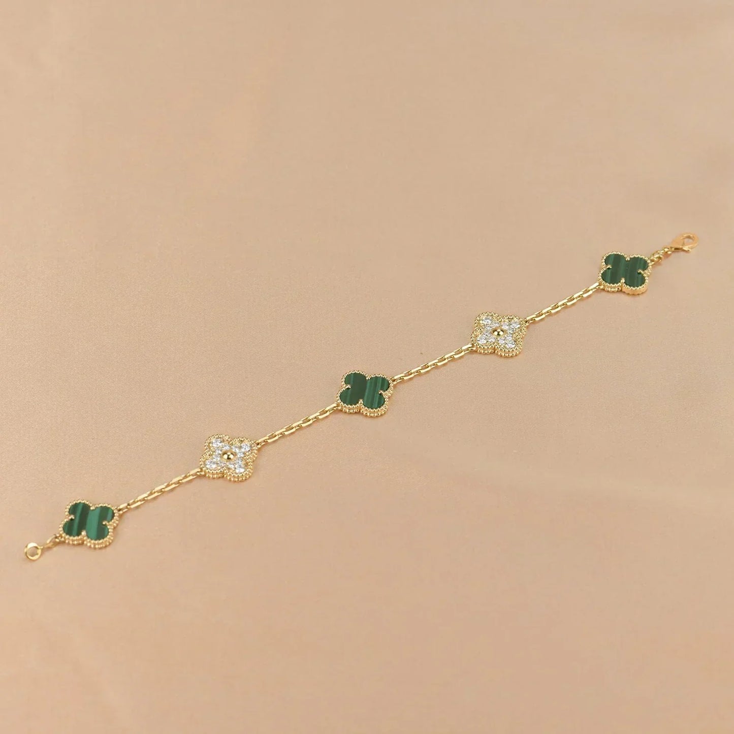 [Shinejoy] CLOVER 5 MOTIF MALACHITE BRACELET COLLECTION