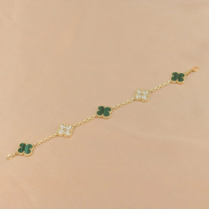 [Shinejoy] CLOVER 5 MOTIF MALACHITE BRACELET COLLECTION