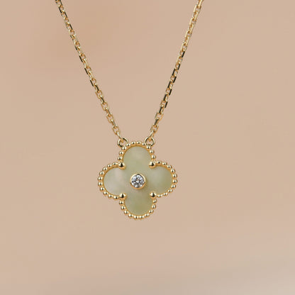 [Shinejoy]CLOVER 15MM DIAMOND GOLD MOTHER OF PEARL NECKLACE