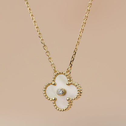 [Shinejoy]CLOVER 15MM DIAMOND GOLD MOTHER OF PEARL NECKLACE