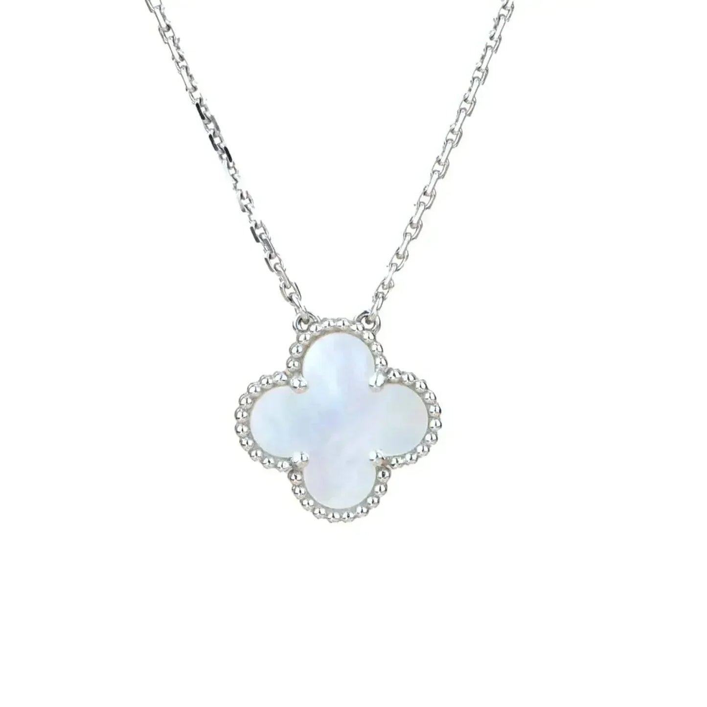 [Shinejoy]CLOVER  15MM WHITE MOTHER-OF-PEARL SILVER