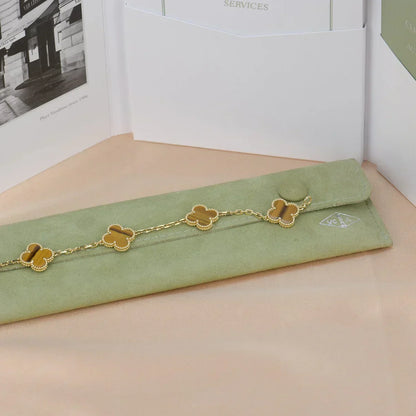 [Shinejoy] CLOVER 5 MOTIFS TIGER EYE BRACELET COLLECTION