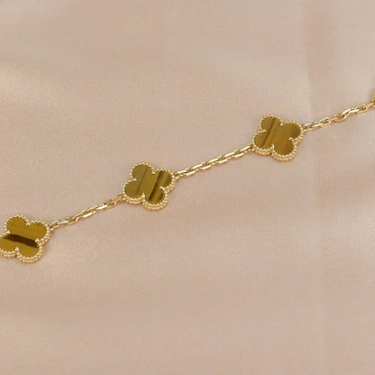 [Shinejoy] CLOVER 5 MOTIFS TIGER EYE BRACELET COLLECTION