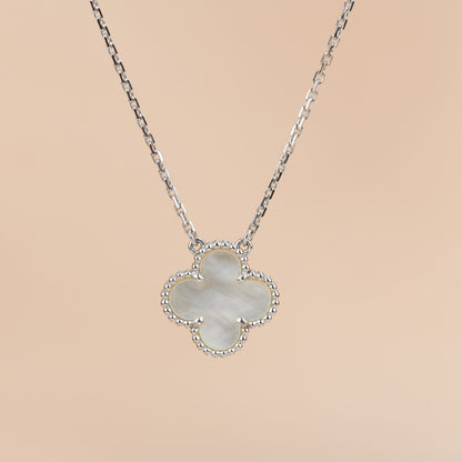 [Shinejoy]CLOVER  15MM WHITE MOTHER-OF-PEARL SILVER