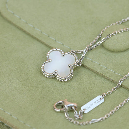 [Shinejoy]CLOVER  15MM WHITE MOTHER-OF-PEARL SILVER
