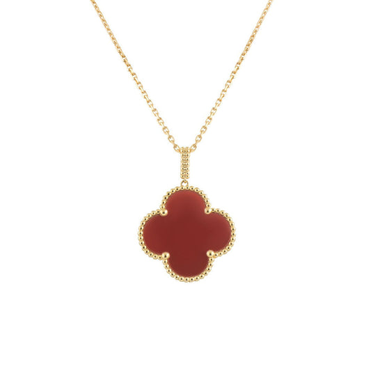 [Shinejoy]CLOVER 25MM NECKLACE GOLD CARNELIAN