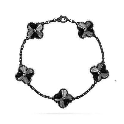 [Shinejoy]CLOVER 5 MOTIF BLACK BRACELET