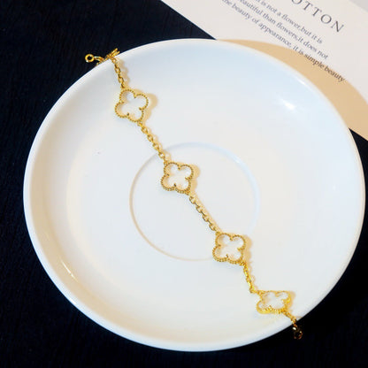 [Shinejoy]CLOVER 5 MOTIF ROCK CRYSTAL BRACELET