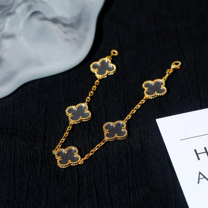 [Shinejoy]CLOVER 5 MOTIF ROCK CRYSTAL BRACELET