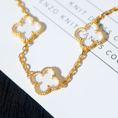[Shinejoy]CLOVER 5 MOTIF ROCK CRYSTAL BRACELET