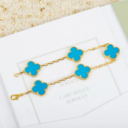 [Shinejoy] CLOVER 5 MOTIF TURQUOISE BRACELET COLLECTION