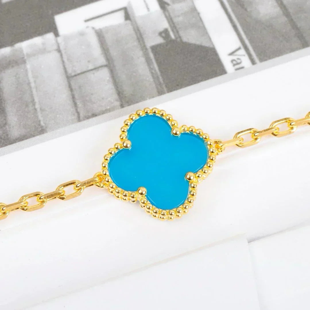 [Shinejoy] CLOVER 5 MOTIF TURQUOISE BRACELET COLLECTION