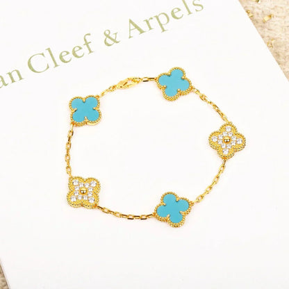 [Shinejoy] CLOVER 5 MOTIF TURQUOISE BRACELET COLLECTION