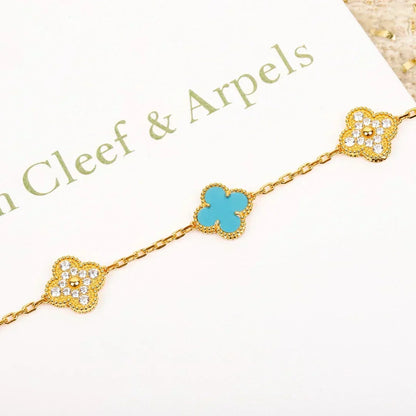 [Shinejoy] CLOVER 5 MOTIF TURQUOISE BRACELET COLLECTION