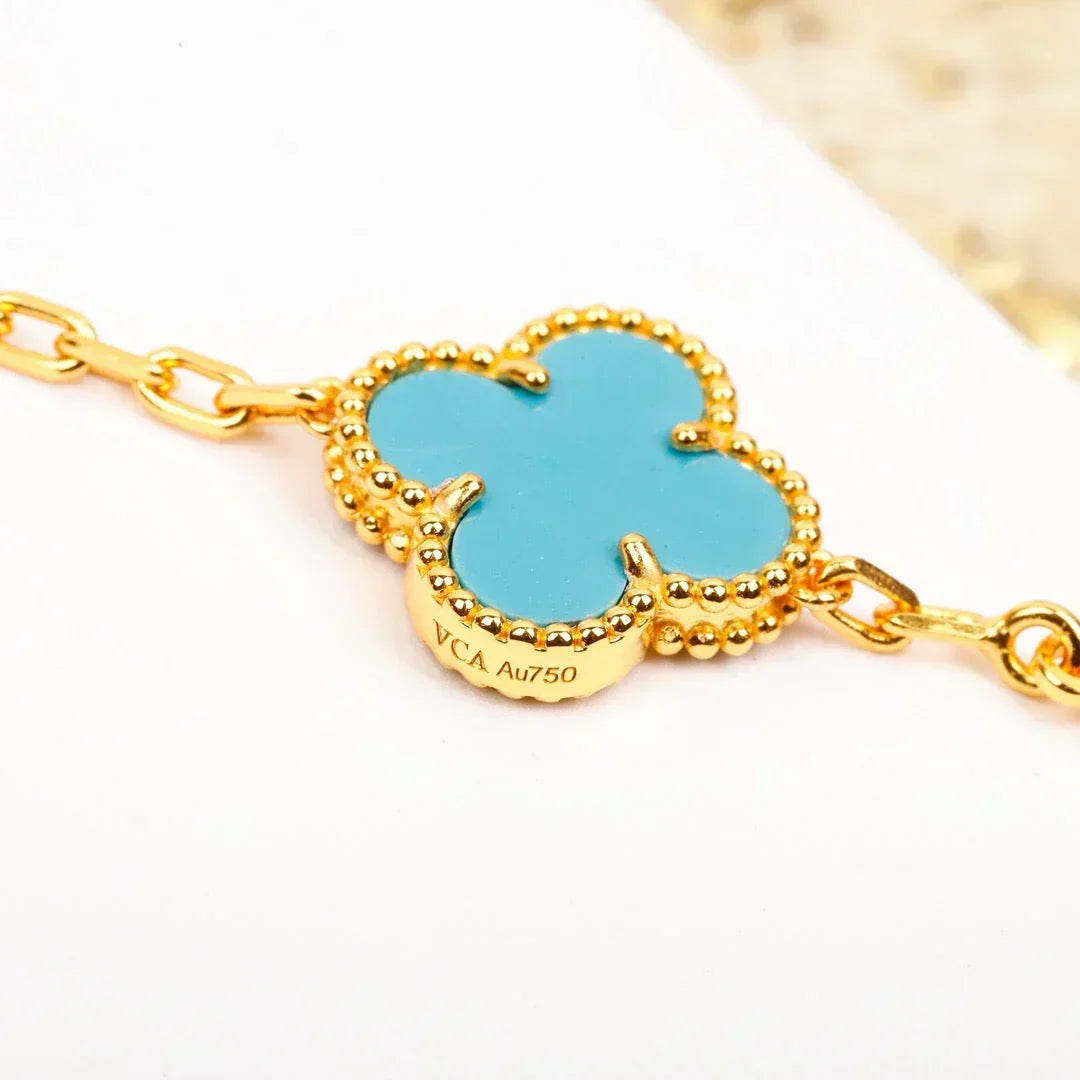 [Shinejoy] CLOVER 5 MOTIF TURQUOISE BRACELET COLLECTION