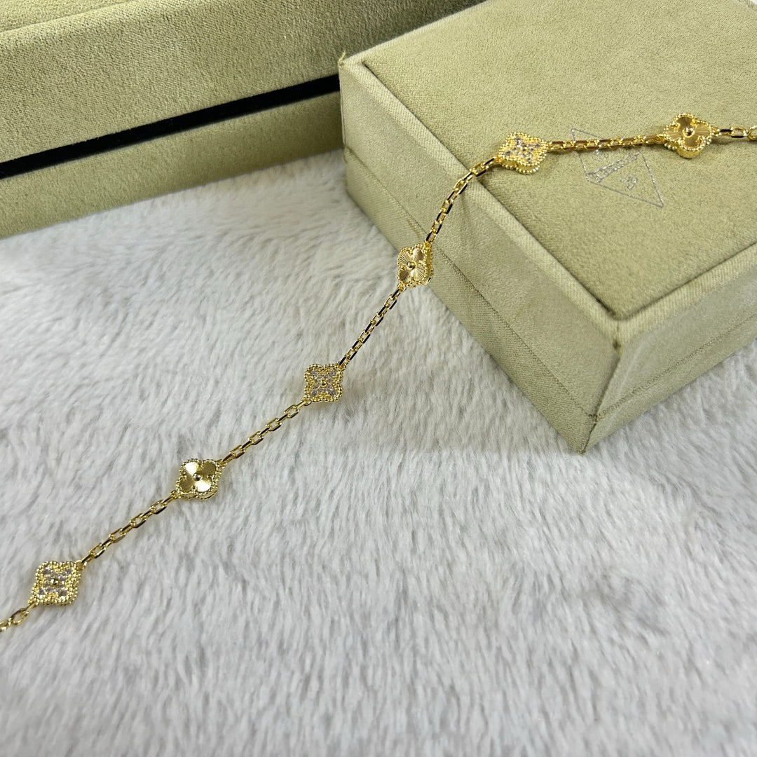 [Shinejoy]CLOVER 6 MOTIF DIAMOND LASER BRACELET-w