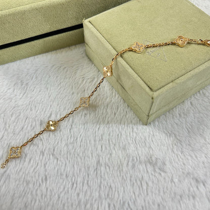 [Shinejoy]CLOVER 6 MOTIF DIAMOND LASER BRACELET-w