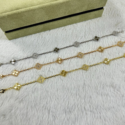 [Shinejoy]CLOVER 6 MOTIF DIAMOND LASER BRACELET-w