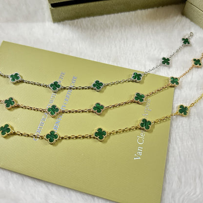 [Shinejoy]CLOVER 6 MOTIF MALACHITE BRACELET-w