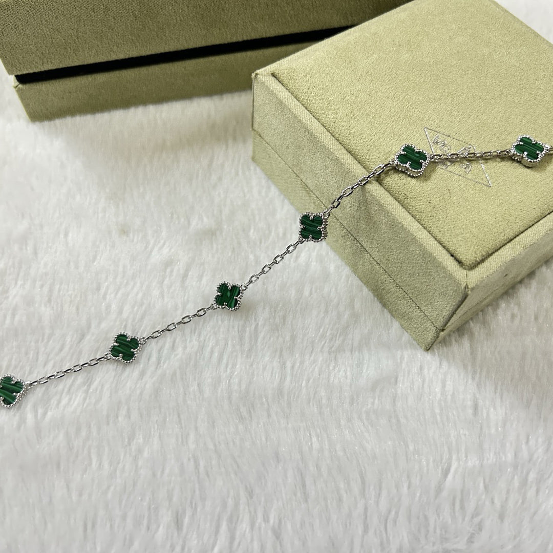 [Shinejoy]CLOVER 6 MOTIF MALACHITE BRACELET-w