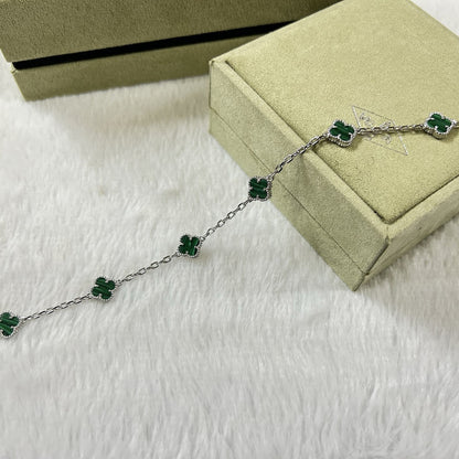 [Shinejoy]CLOVER 6 MOTIF MALACHITE BRACELET-w