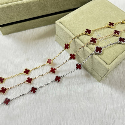 [Shinejoy]CLOVER 6 MOTIF RED AGATE BRACELET-w