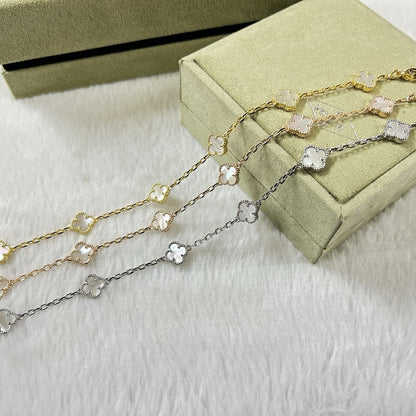 [Shinejoy]CLOVER 6 MOTIF WHITE MOP BRACELET-w