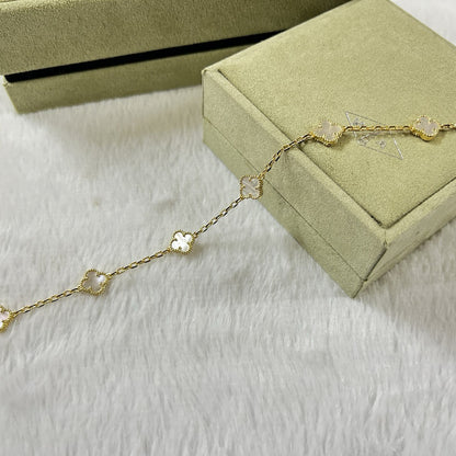 [Shinejoy]CLOVER 6 MOTIF WHITE MOP BRACELET-w