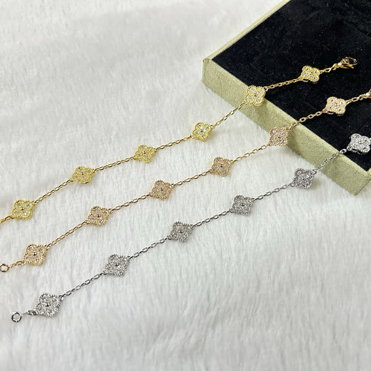 [Shinejoy]CLOVER 6 MOTIF DIAMOND BRACELET