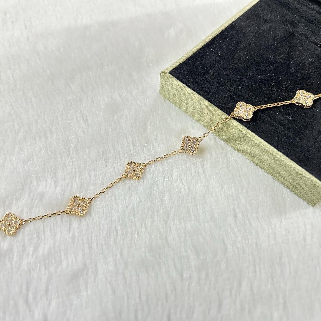 [Shinejoy]CLOVER 6 MOTIF DIAMOND BRACELET