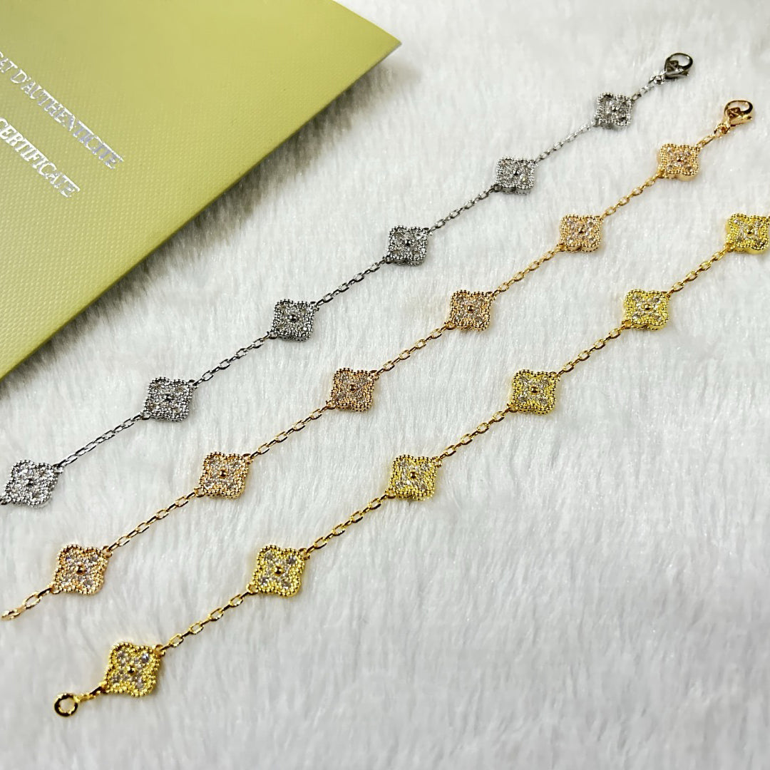 [Shinejoy]CLOVER 6 MOTIF DIAMOND BRACELET