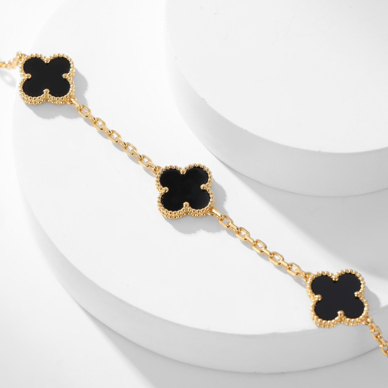 [Shinejoy]CLOVER 10 MOTIFS ONYX NECKLACE