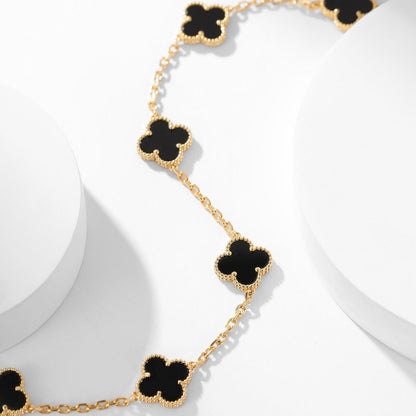 [Shinejoy]CLOVER 10 MOTIFS ONYX NECKLACE