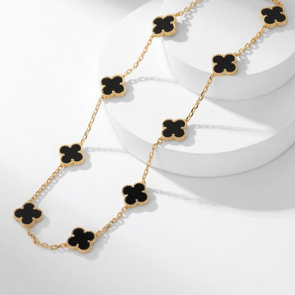 [Shinejoy]CLOVER 10 MOTIFS ONYX NECKLACE