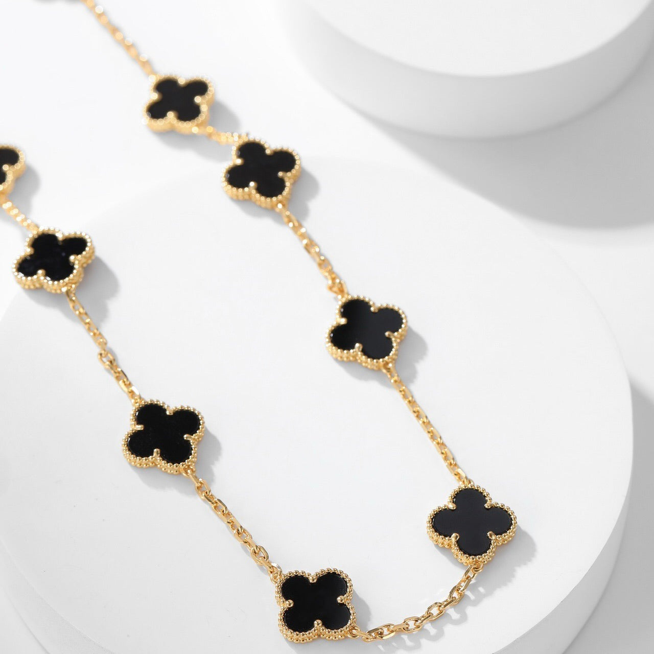 [Shinejoy]CLOVER 10 MOTIFS ONYX NECKLACE