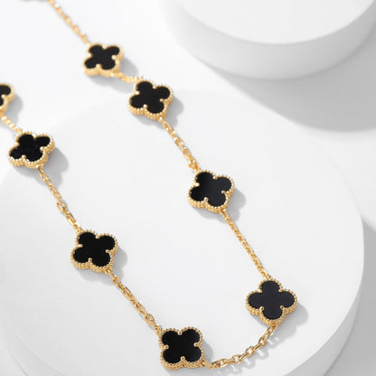 [Shinejoy]CLOVER 10 MOTIFS ONYX NECKLACE