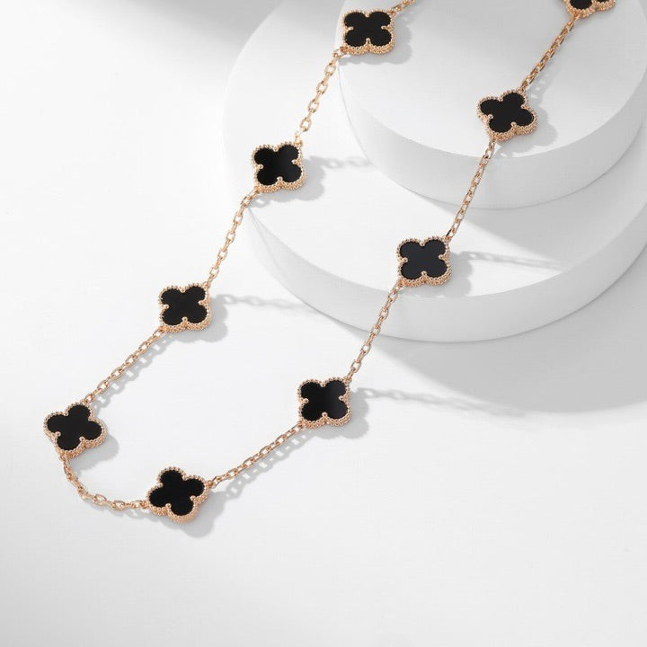 [Shinejoy]CLOVER 10 MOTIFS ONYX NECKLACE