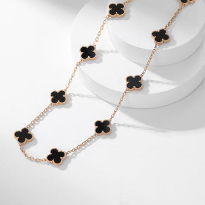 [Shinejoy]CLOVER 10 MOTIFS ONYX NECKLACE