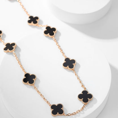 [Shinejoy]CLOVER 10 MOTIFS ONYX NECKLACE