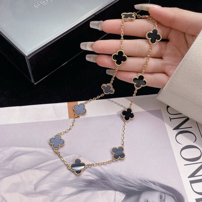 [Shinejoy]CLOVER 10 MOTIFS ONYX NECKLACE