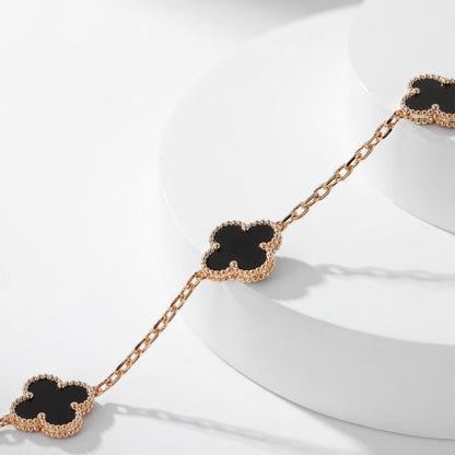 [Shinejoy]CLOVER 10 MOTIFS ONYX NECKLACE