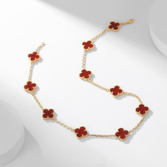 [Shinejoy]CLOVER 10 MOTIFS CARNELIAN NECKLACE