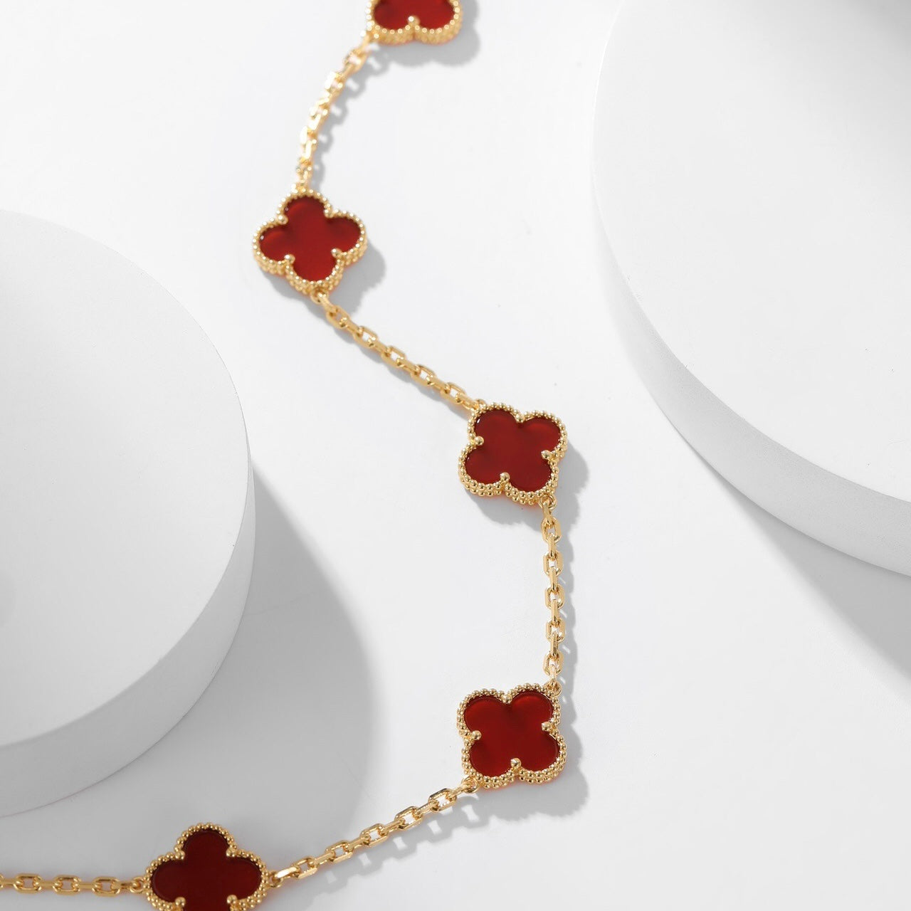 [Shinejoy]CLOVER 10 MOTIFS CARNELIAN NECKLACE