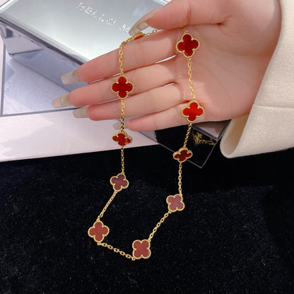 [Shinejoy]CLOVER 10 MOTIFS CARNELIAN NECKLACE