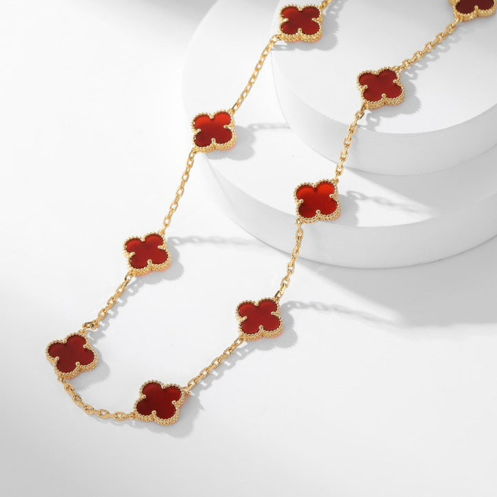 [Shinejoy]CLOVER 10 MOTIFS CARNELIAN NECKLACE
