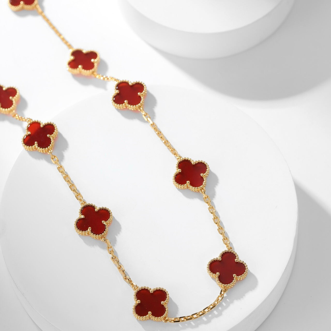 [Shinejoy]CLOVER 10 MOTIFS CARNELIAN NECKLACE