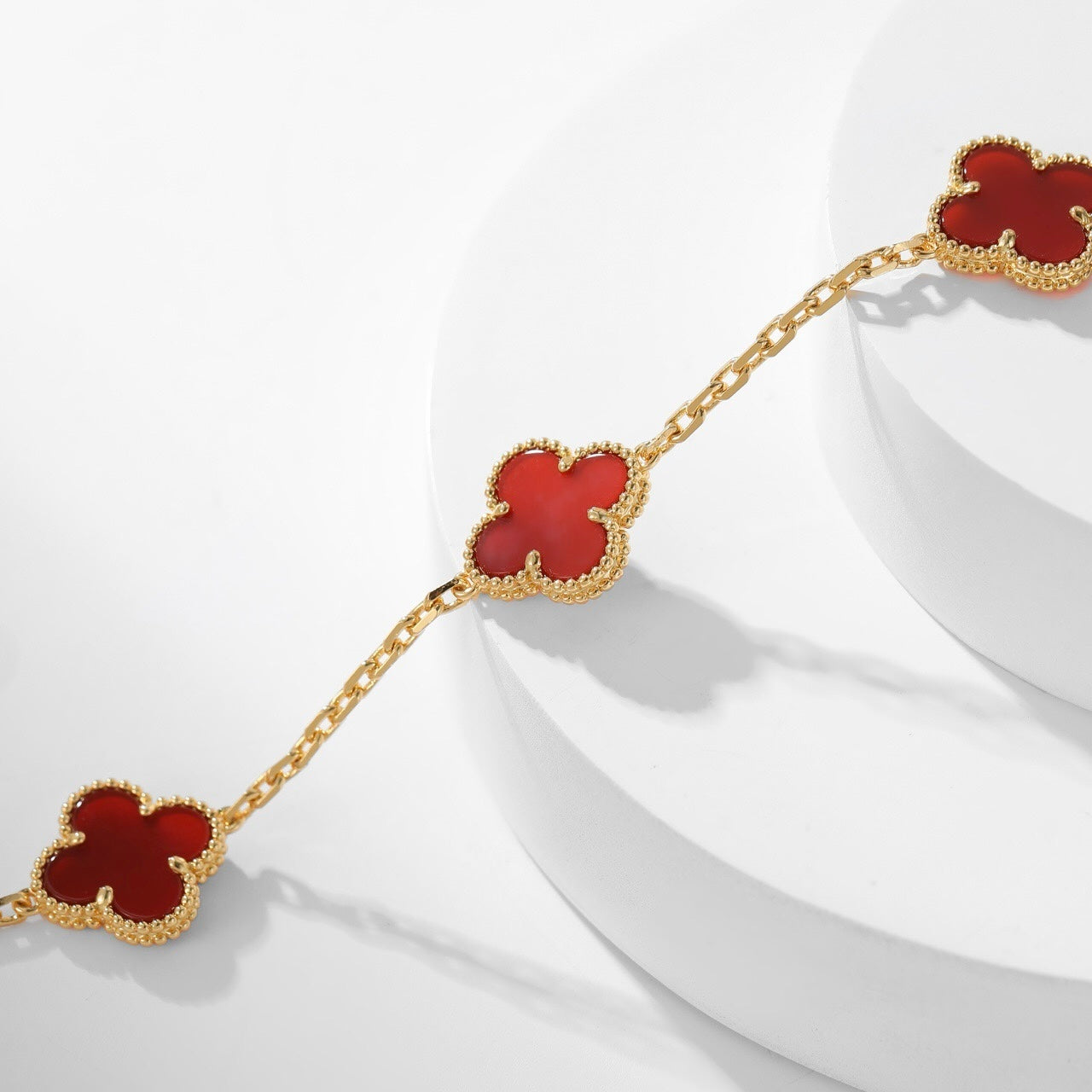[Shinejoy]CLOVER 10 MOTIFS CARNELIAN NECKLACE
