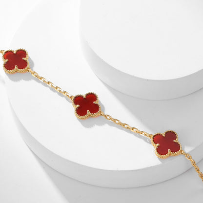 [Shinejoy]CLOVER 10 MOTIFS CARNELIAN NECKLACE