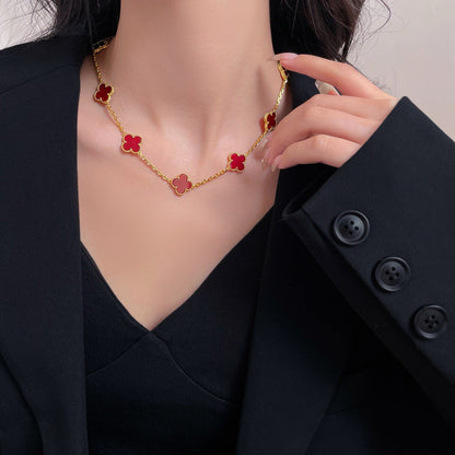 [Shinejoy]CLOVER 10 MOTIFS CARNELIAN NECKLACE