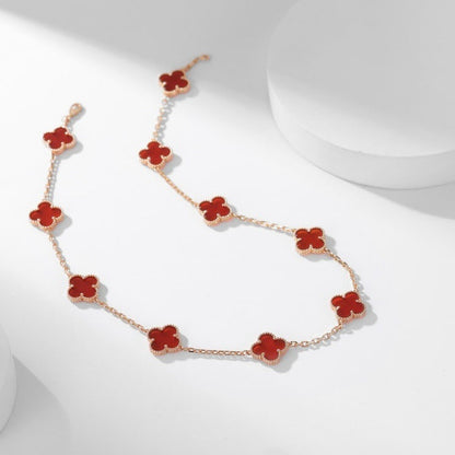 [Shinejoy]CLOVER 10 MOTIFS CARNELIAN NECKLACE